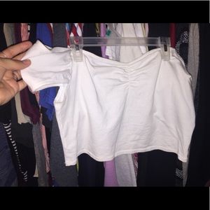 white pacsun off the shoulder cropped top